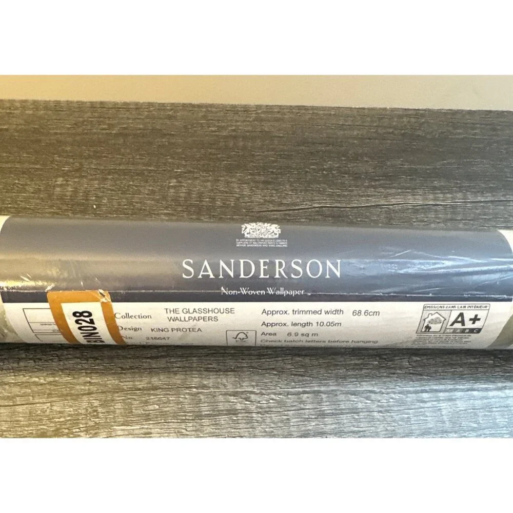 NEW Sanderson King Protea Wallpaper Linen Mica Floral Botanical Luxury Neutral